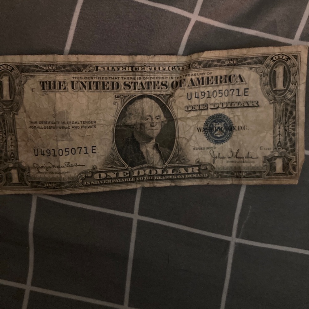 1935 D$1 SILVER CERTIFICATE-OFF CENTER ERROR CUT